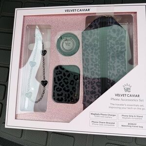 Velvet Caviar Phone Accessories Set with Gold Accents